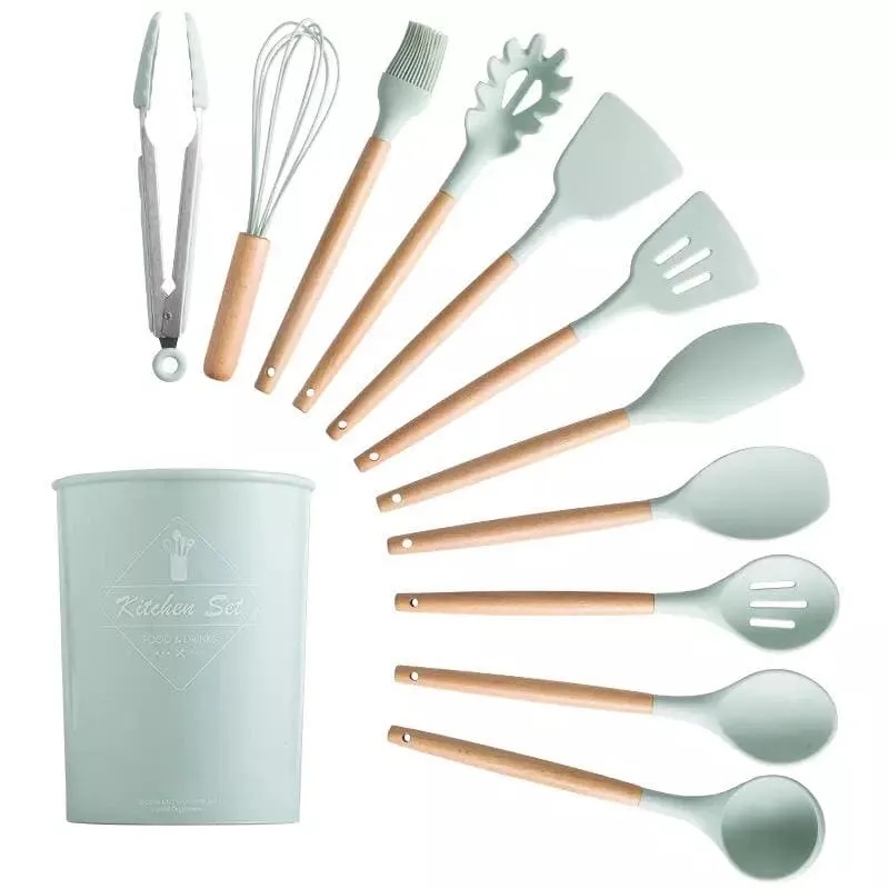 12 Pcs Silicone Utensils With Holder, Heat Resistant Kitchen Cookware