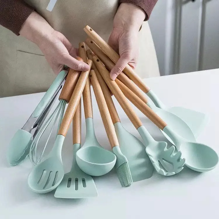 12 Pcs Silicone Utensils With Holder, Heat Resistant Kitchen Cookware