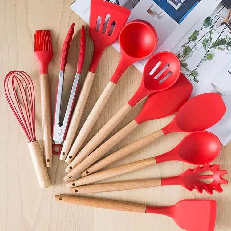 12 Pcs Silicone Utensils With Holder, Heat Resistant Kitchen Cookware