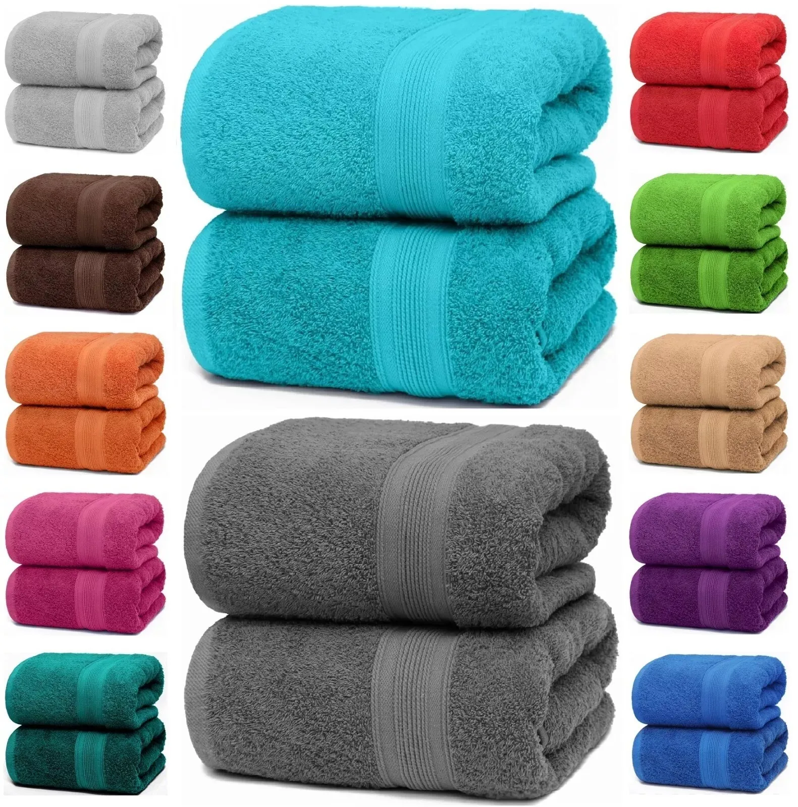 2x Extra Large Super Jumbo Bath Sheet 85 x 165 cm 100% Egyptian Cotton Big Bath Towel 600GSM