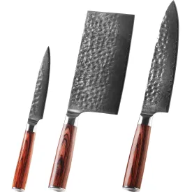 3 Piece Damascus Kitchen Knife Set