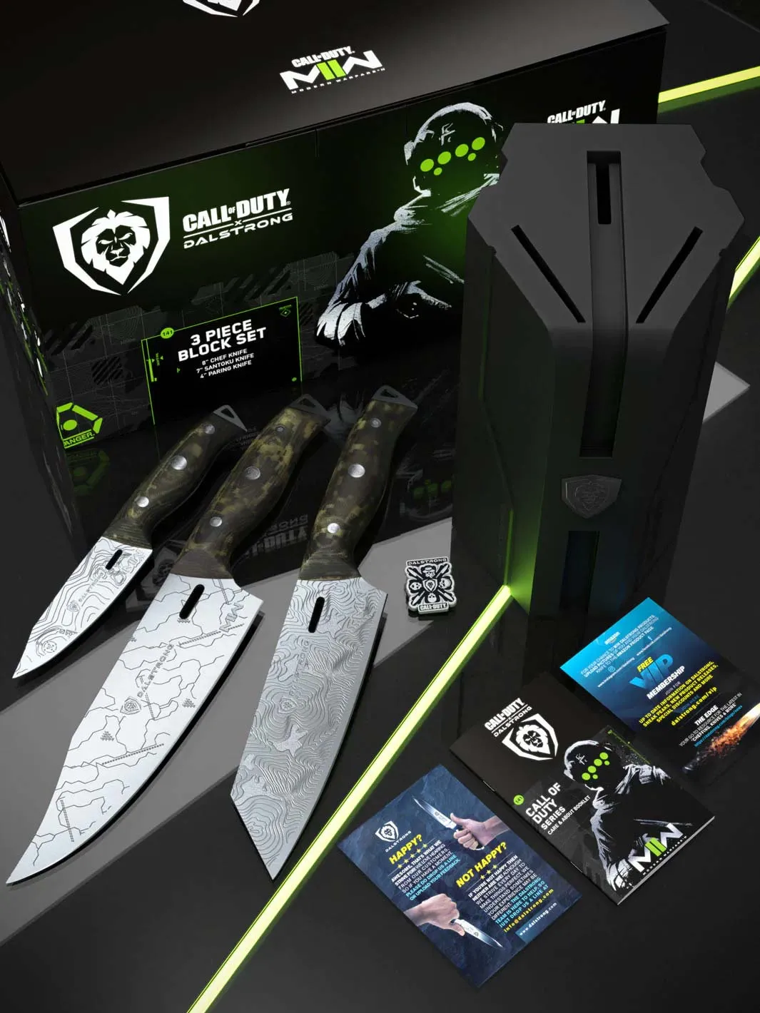 3-Piece Knife Set with Block | Call of Duty © Edition | Rubberwood Knife Block | EXCLUSIVE COLLECTOR SET | Dalstrong ©