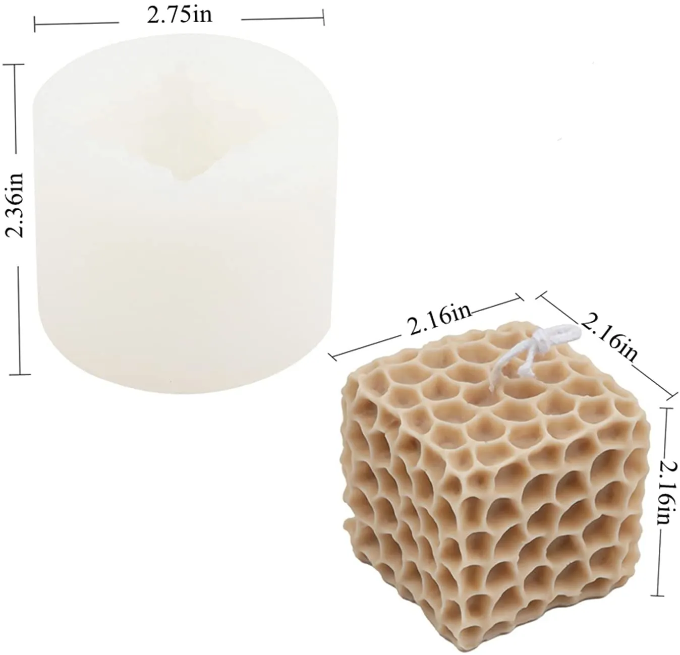 3D Square Honeycomb Shape Candle Molds Scented Candle Making Silicone Mold