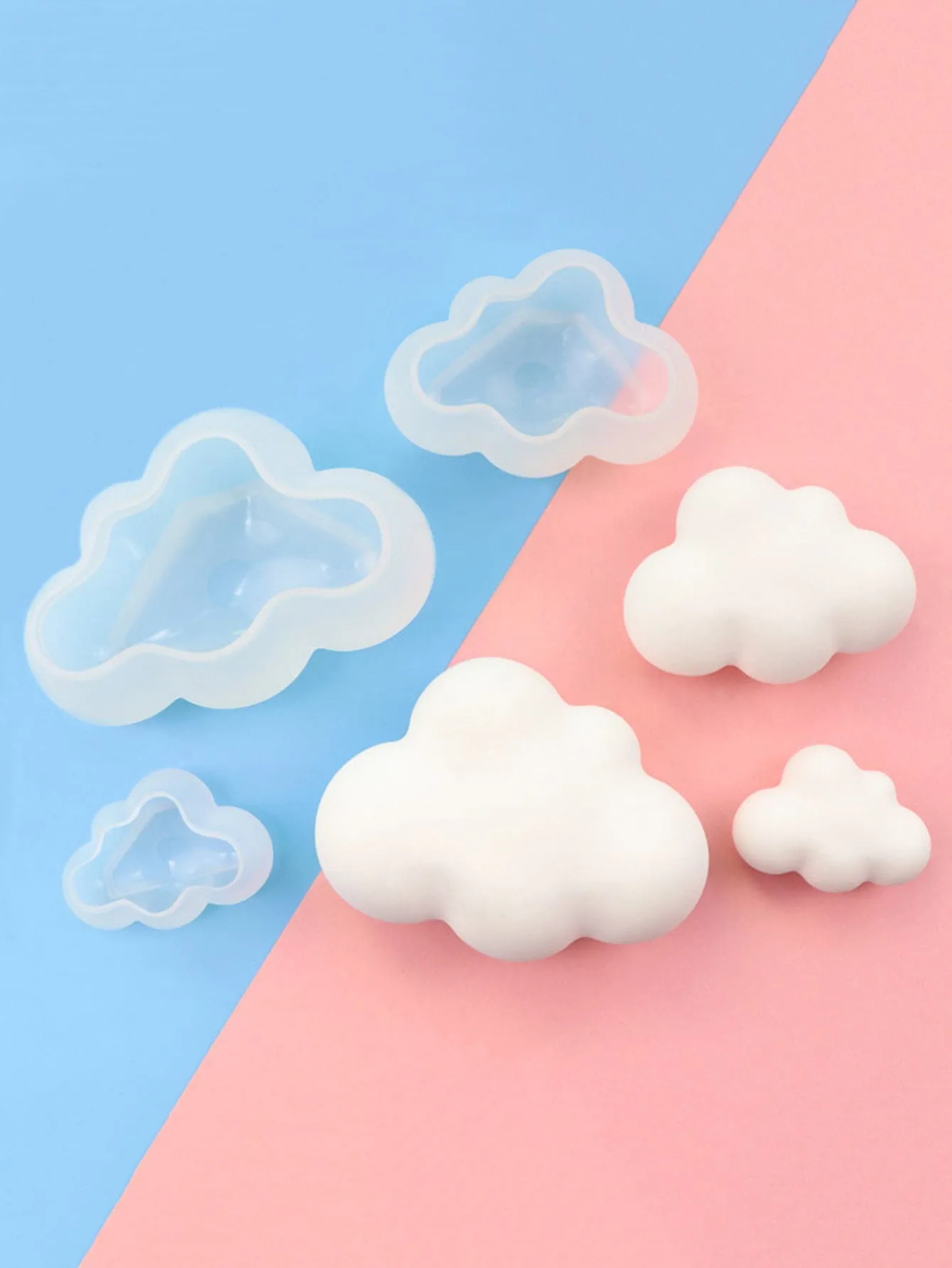 3pcs Cloud Shaped DIY Silicone Mold Clear Soap Mold Candle Mold For DIY