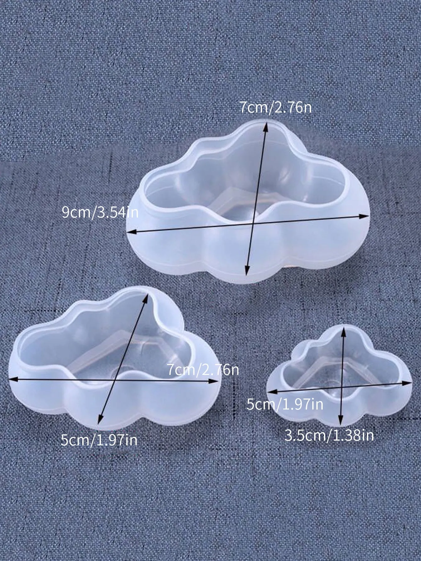 3pcs Cloud Shaped DIY Silicone Mold Clear Soap Mold Candle Mold For DIY