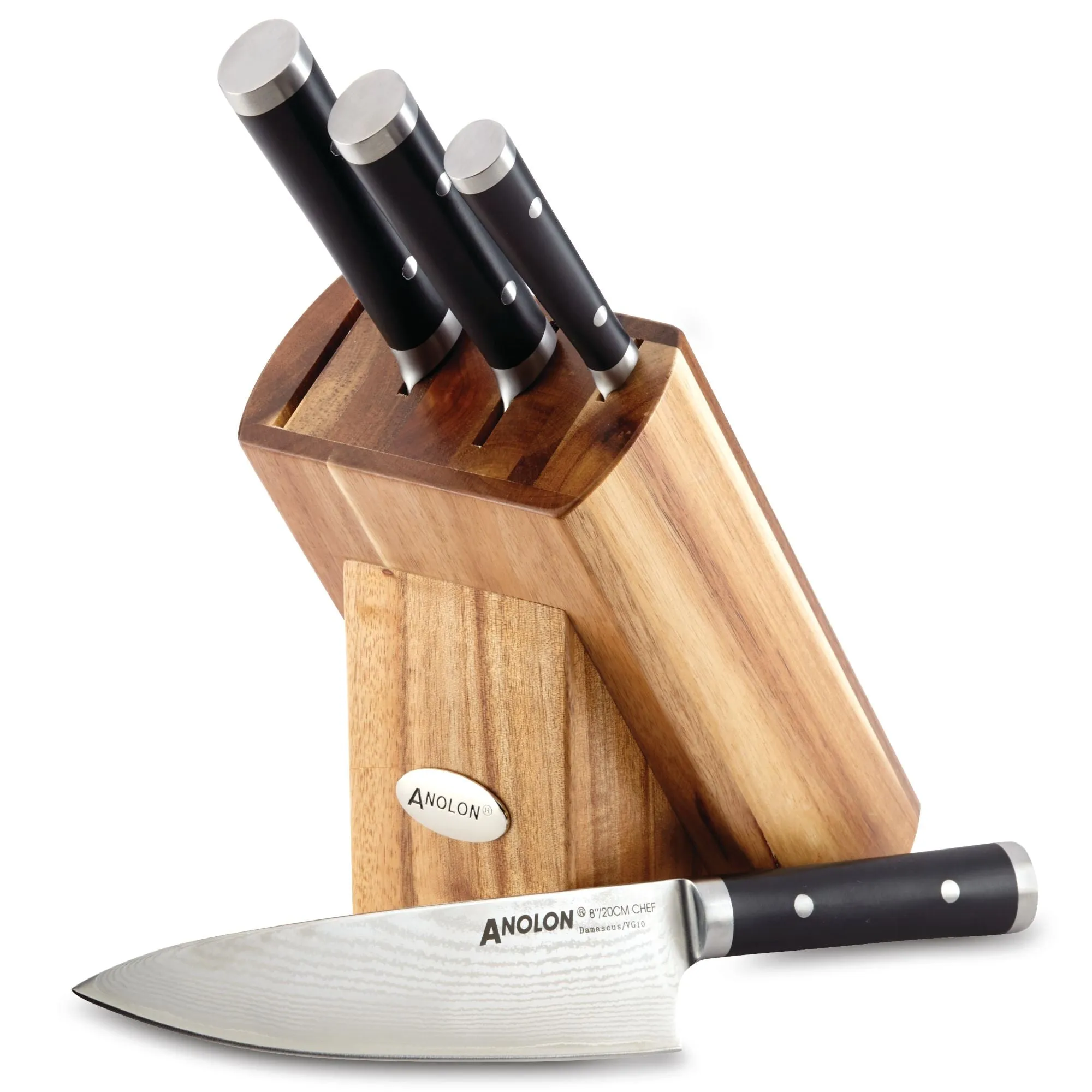 5-Piece Imperion Damascus Knife Block Set