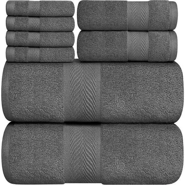 8 Pcs Towel Bale Set 100% Egyptian Cotton Face, Hand Towel, Big Bath Towel 600GSM