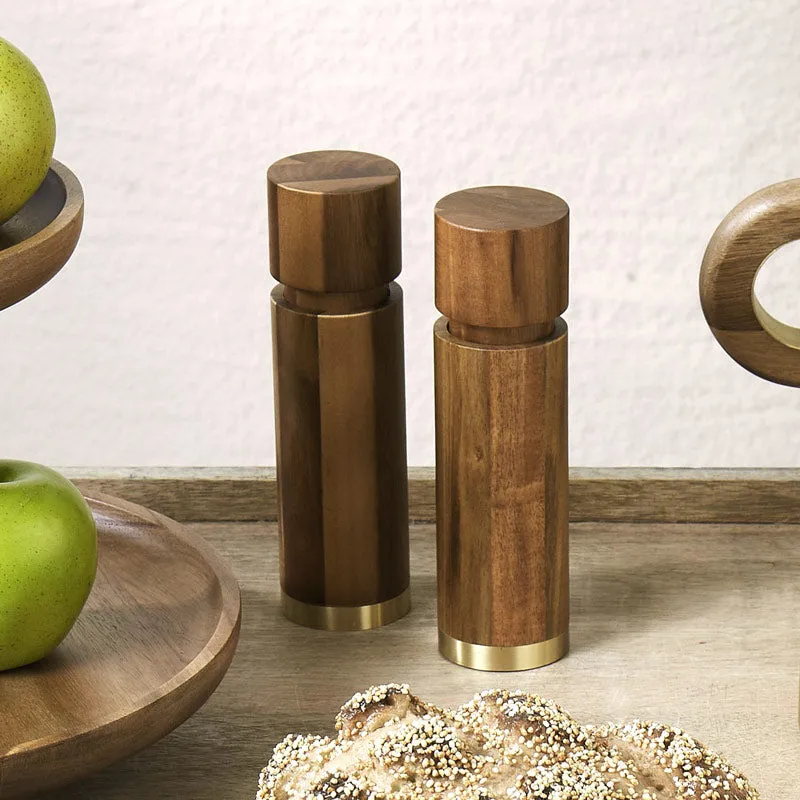 Acacia & Brass Salt/Pepper Mill (17.8cm)