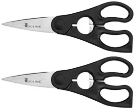 Amazon Brand - Solimo Premium High-Carbon Stainless Steel Small Detachable Kitchen Shears Set, Set of 2, Silver