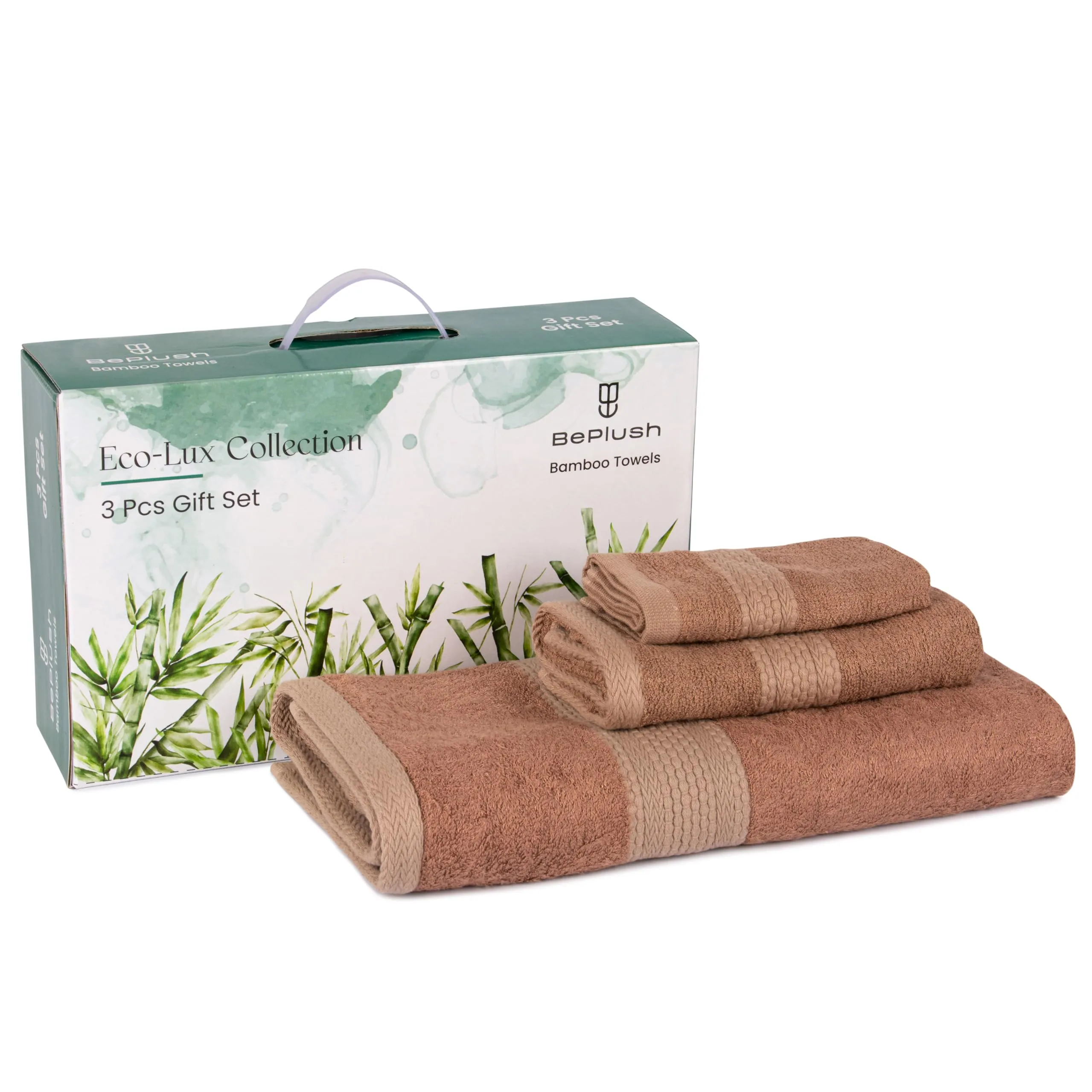 BePlush 3 Piece Towels Set | Ultra Soft, Highly Absorbent, Anti Bacterial (Bath Towel, Hand Towel and Face Towel) Perfect as a Diwali/House Warming/wedding (Gift Box : Rust)