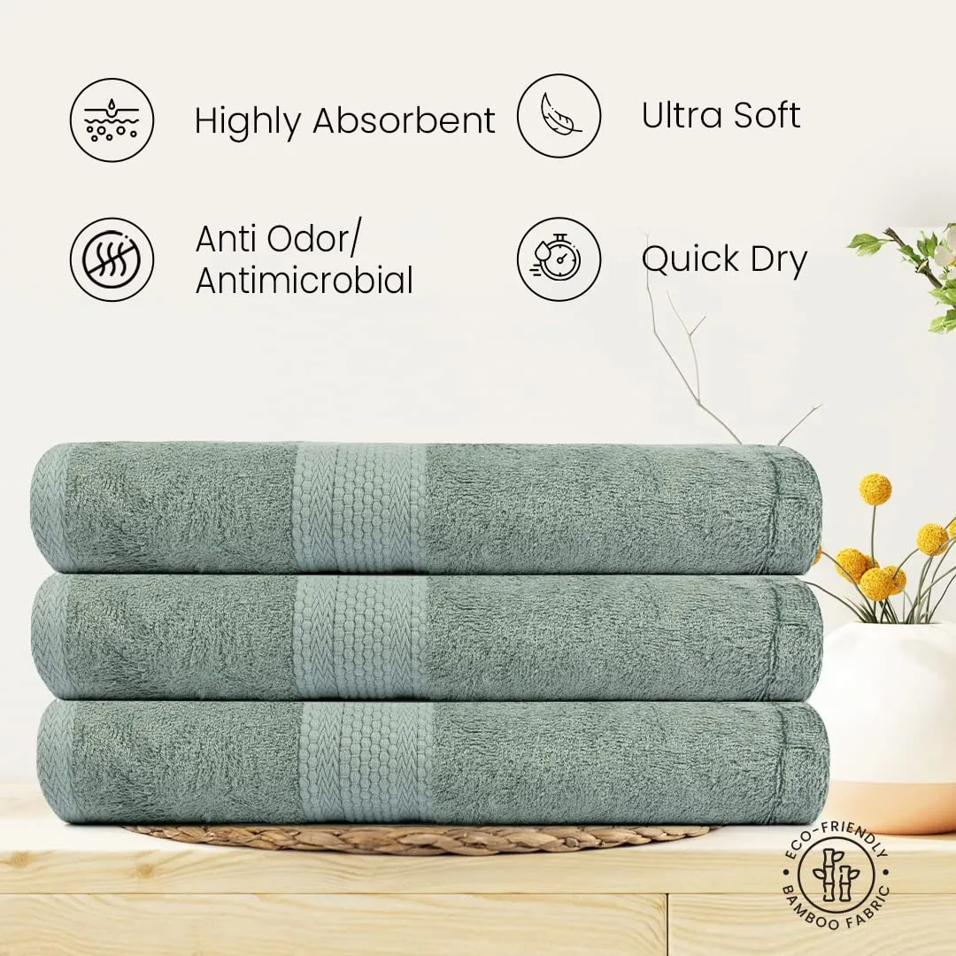 BePlush Bamboo Towels for Bath | Ultra Soft, Highly Absorbent, Quick Dry, Anti Bacterial Bamboo Bath Towel for Men & Women || 450 GSM, 27 x 55 Inches (1, Olive Green)