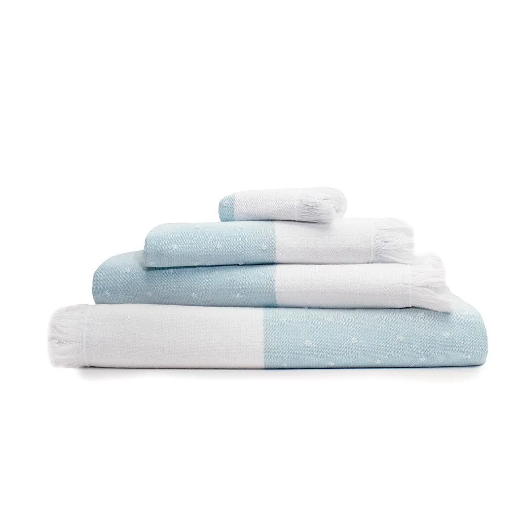 Blue Dot Fouta Towel Essentials Bundle (2 Wash   2 Hand   2 Bath Towels)