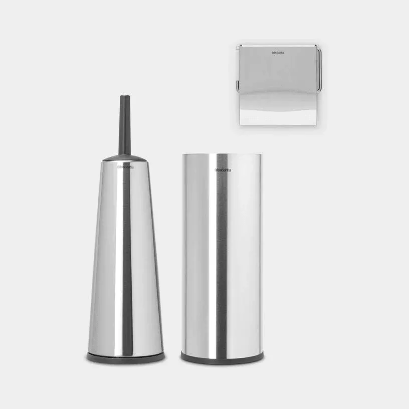 Brabantia Toilet Accessory Set of 3 - Matt Steel | 280665