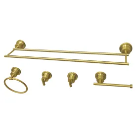 Concord BAH821318478SB 5-Piece 18-Inch Dual Towel Bar Bathroom Accessory Set, Brushed Brass