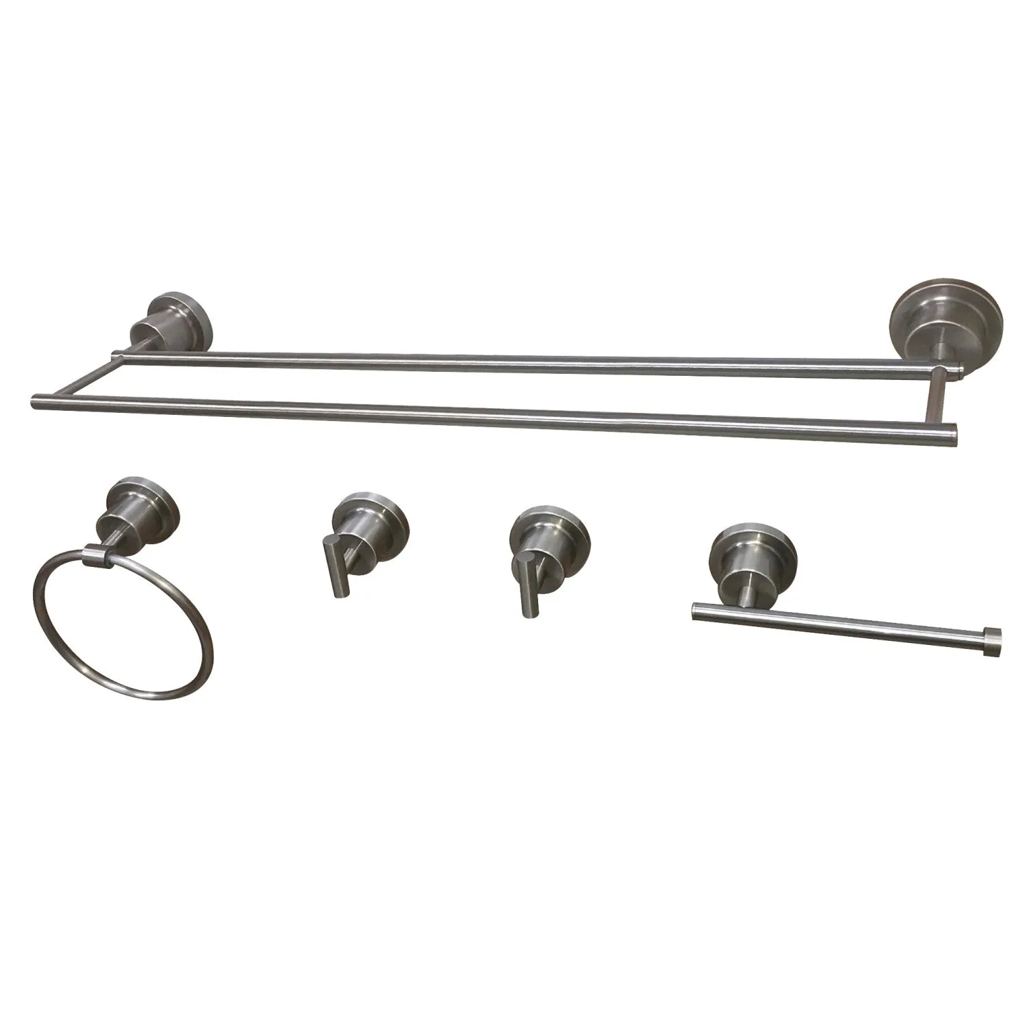 Concord BAH821318478SN 5-Piece 18-Inch Dual Towel Bar Bathroom Accessory Set, Brushed Nickel