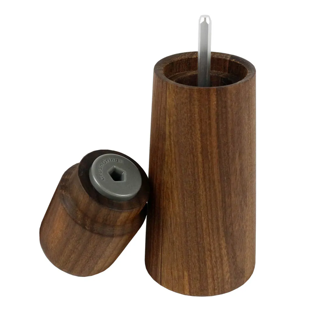 CrushGrind Stockholm Salt and Pepper Mill Patented Ceramic Grinder Walnut 6.6"