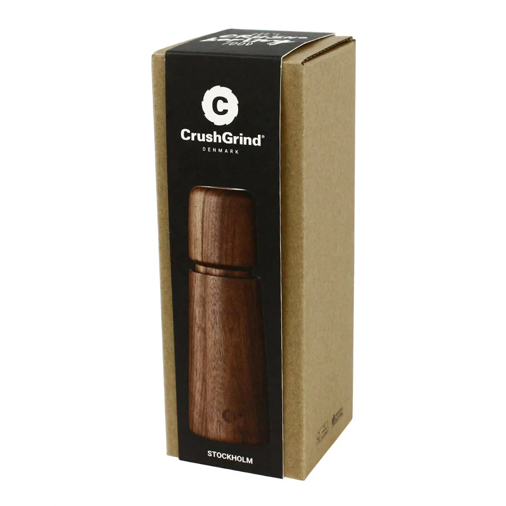 CrushGrind Stockholm Salt and Pepper Mill Patented Ceramic Grinder Walnut 6.6"