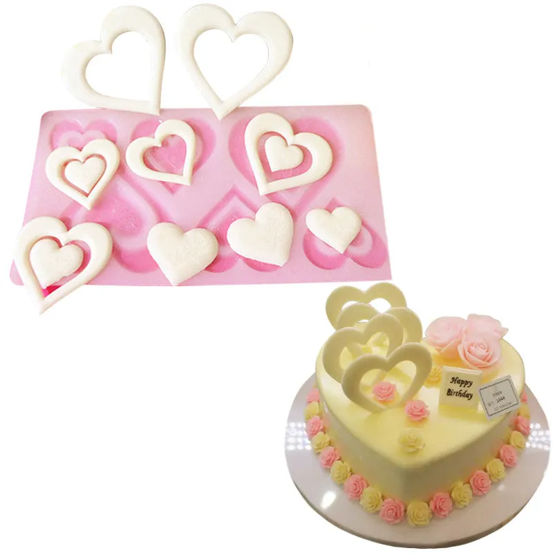 DIY 3D Heart Shape Chocolate Silicone Mold Bakeware Decorating Cake Cookie Icecream Cake Tools Chocolate Mould Decor Muffin Pan