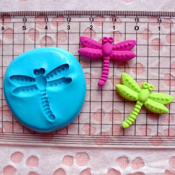 Dragonfly Mold 26mm Flexible Silicone Mold GumPaste Fondant Fimo Polymer Clay Jewelry Charms Resin Cupcake Topper Mold Cake Decoration MD414