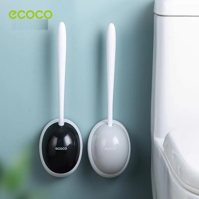 Ecoco Silicone Water Drop Toilet Brush Holder Set Wall-Mounted Cleaning Brush Tool