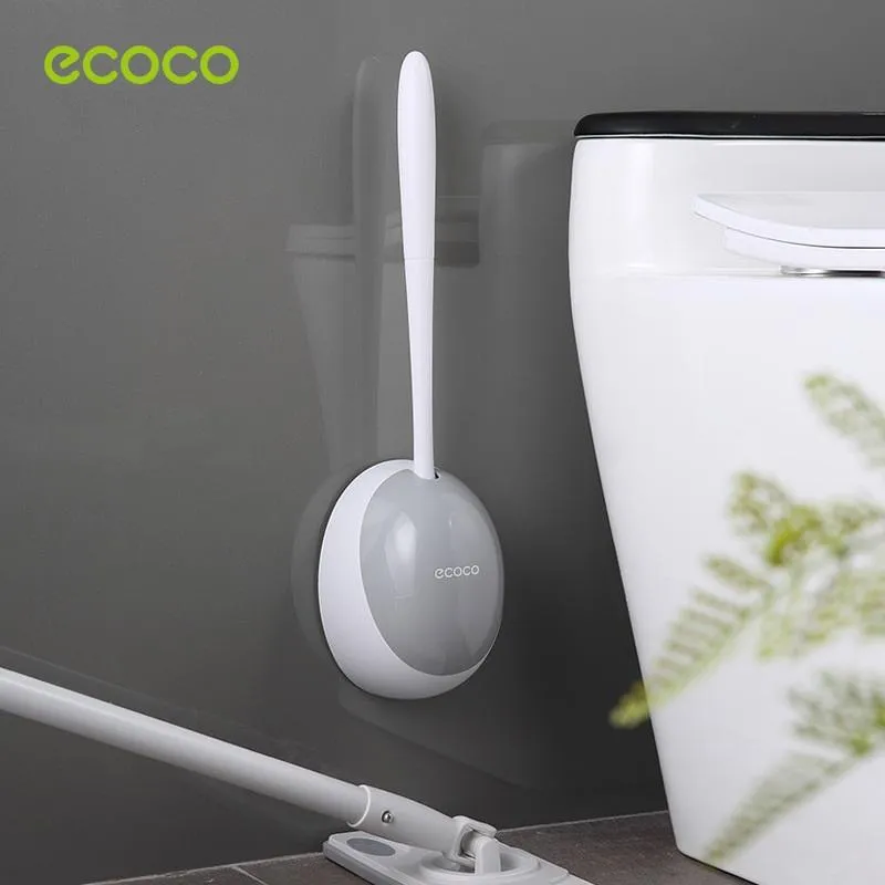 Ecoco Silicone Water Drop Toilet Brush Holder Set Wall-Mounted Cleaning Brush Tool