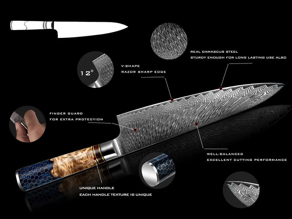 Hanikamu VG10 Damascus Chef Knife Set