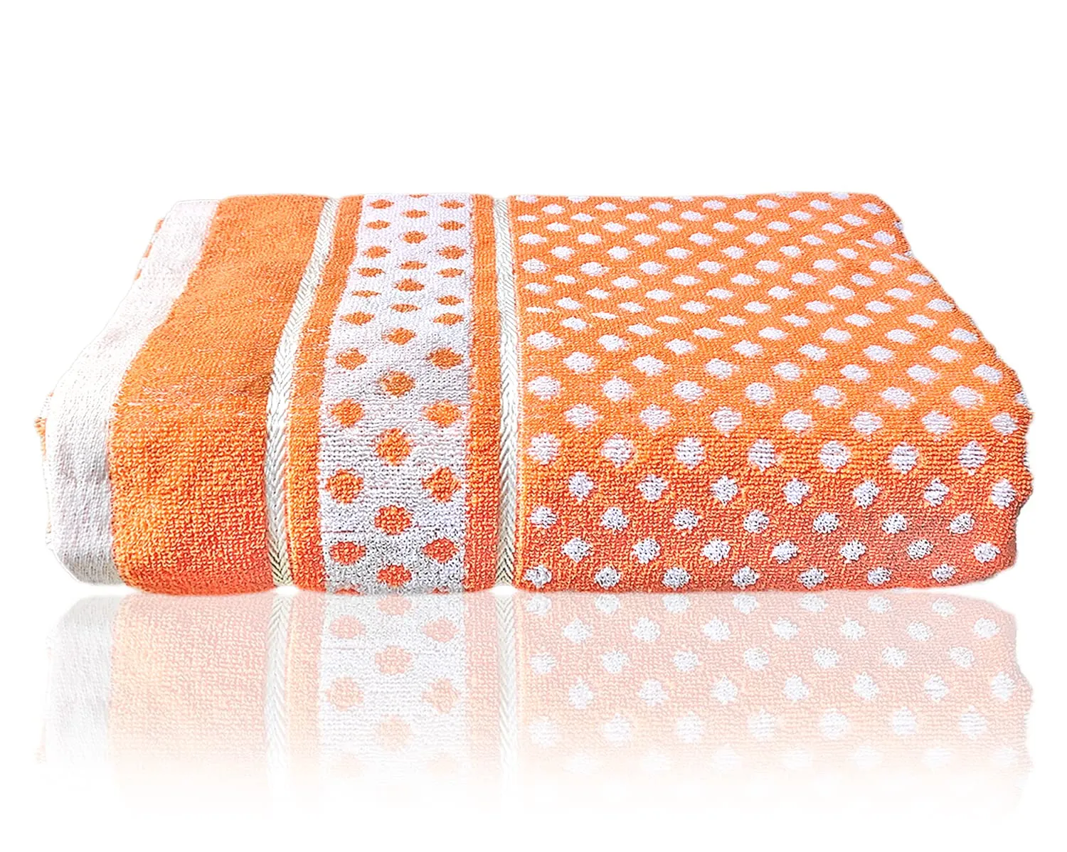 Heart HomeDot Printed Super Soft, Fluffy, and Absorbent, Cotton Bath Towel Perfect for Daily Use, 30"x60"- Pack of 2 (Orange)