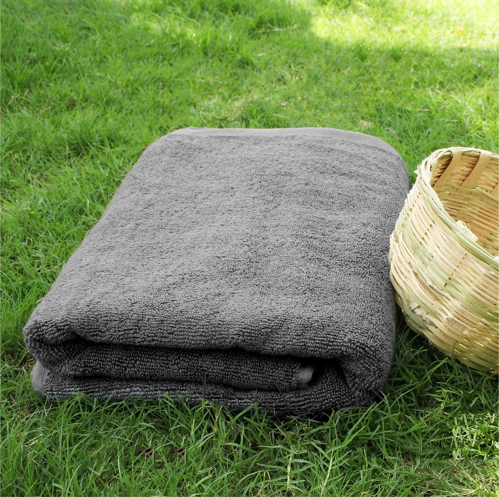 HEELIUM Bamboo Bath Towel, Super Absorbent, Soft, 600 GSM, 140 cm x 70 cm, Pack of 1 - grey