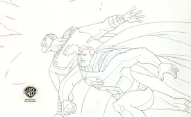 Justice League Unlimited Original Production Drawing: Superman and Captain Marvel