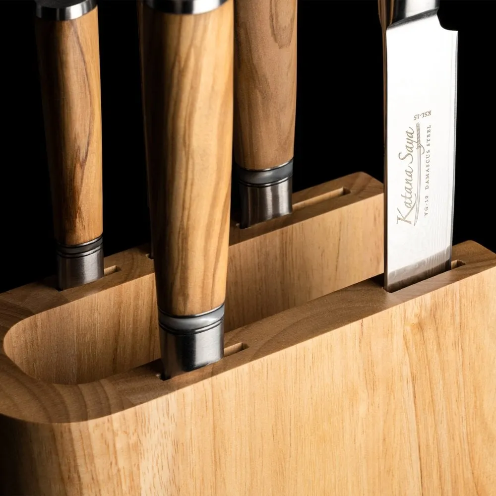 Katana Saya Olivewood 6 Piece Knife Block Set