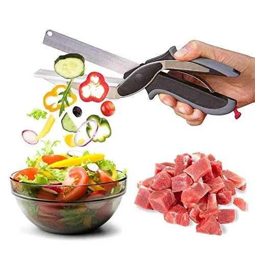 Ketsaal Clever Cutter 2 in 1 Food Chopper Vegetable & Fruit Cutter/Kitchen Scissors/Knife/Chopping/Cutting Board) Pack of 1