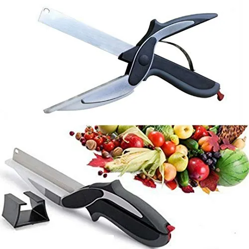 Ketsaal Clever Cutter 2 in 1 Food Chopper Vegetable & Fruit Cutter/Kitchen Scissors/Knife/Chopping/Cutting Board) Pack of 1