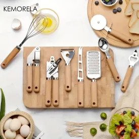 Kitchen 9Pcs Wood Handle Kitchenware Set