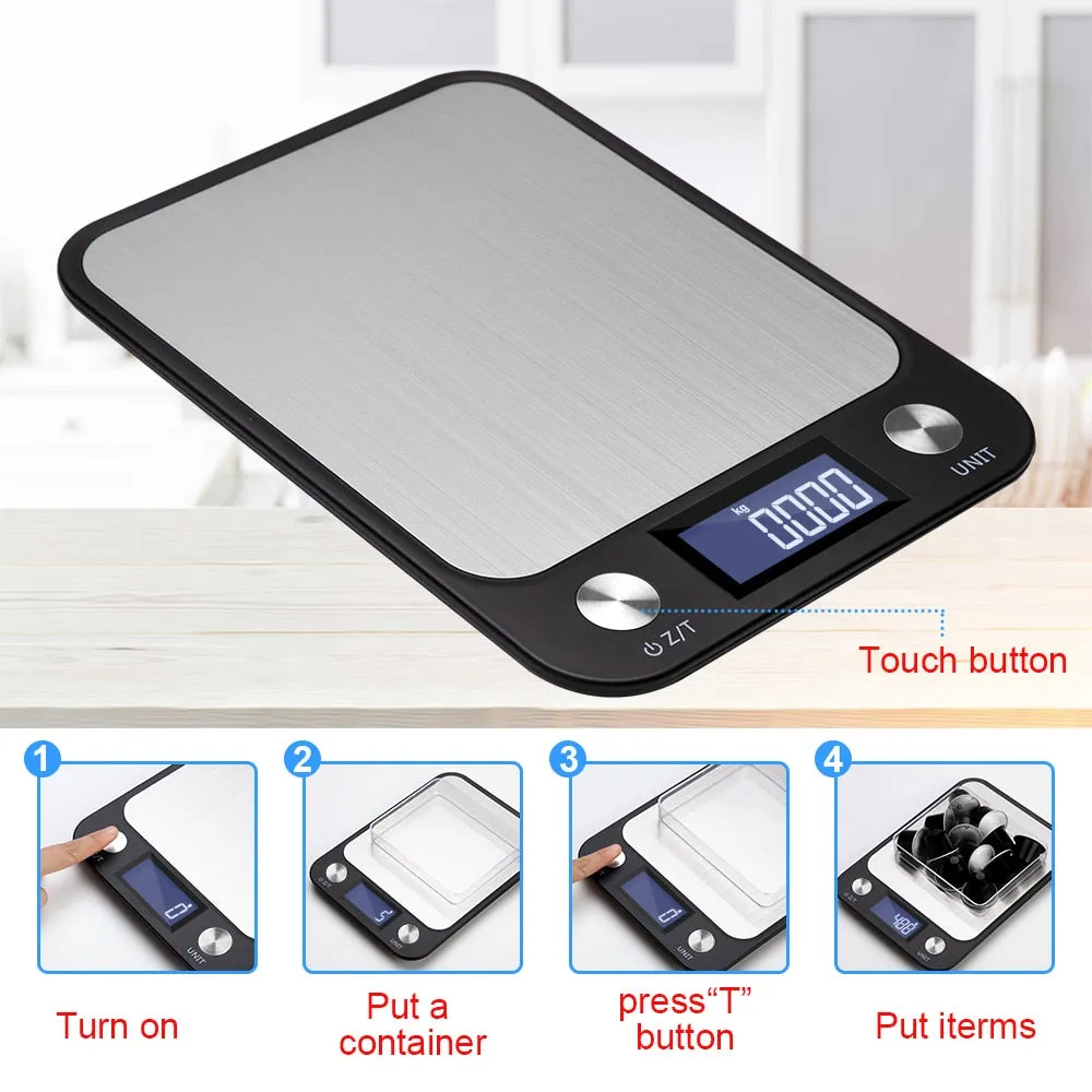 Kitchen Scale Touch Button LCD Display Multi-function Digital Scale