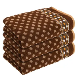 Kuber Industries Dot Printed Super Soft, Fluffy, and Absorbent Cotton Bath Towel, 30"x60" - Pack of 3 (Brown)-50KM01800