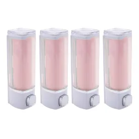 Kuber Industries Manual Shampoo & Soap Dispenser | Wall Mounted | Soap Dispenser for Kitchen & Bathroom | Refillable, Lightweight & Durable | Easy to Clean |Pink- 250 ml (Pack of 4)