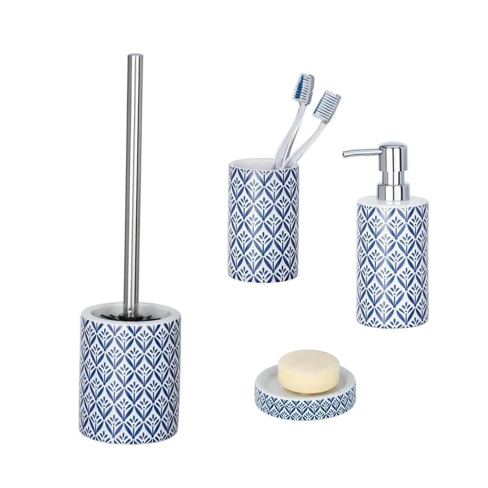 Lorca 4 Piece Ceramic Bathroom Accessories Set Blue