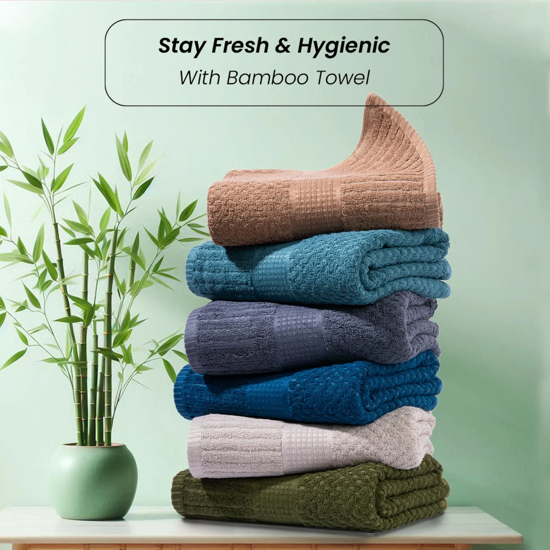 Mush Hearth & Haven Bamboo Towels for Bath Large Size | 450 GSM Bamboo Bath Towel for Men & Women | Soft, Highly Absorbent & Quick Dry | Pack of 4, 70 X 140 cms (Assorted 4)