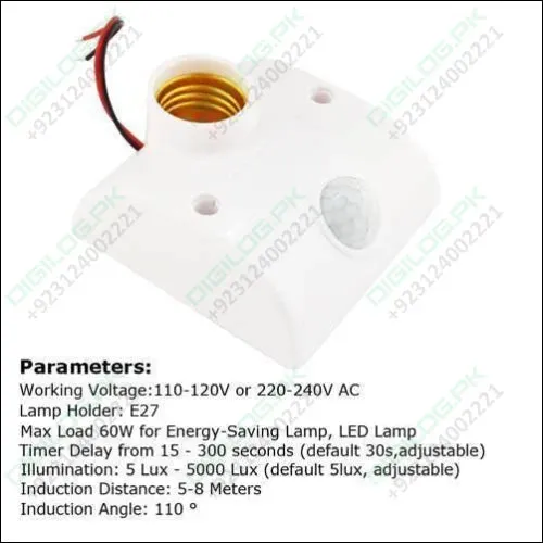 Pir Infrared Motion Sensor Led Lamp Wall Mounted Bulb Holder E27 Ac220v In Pakistan