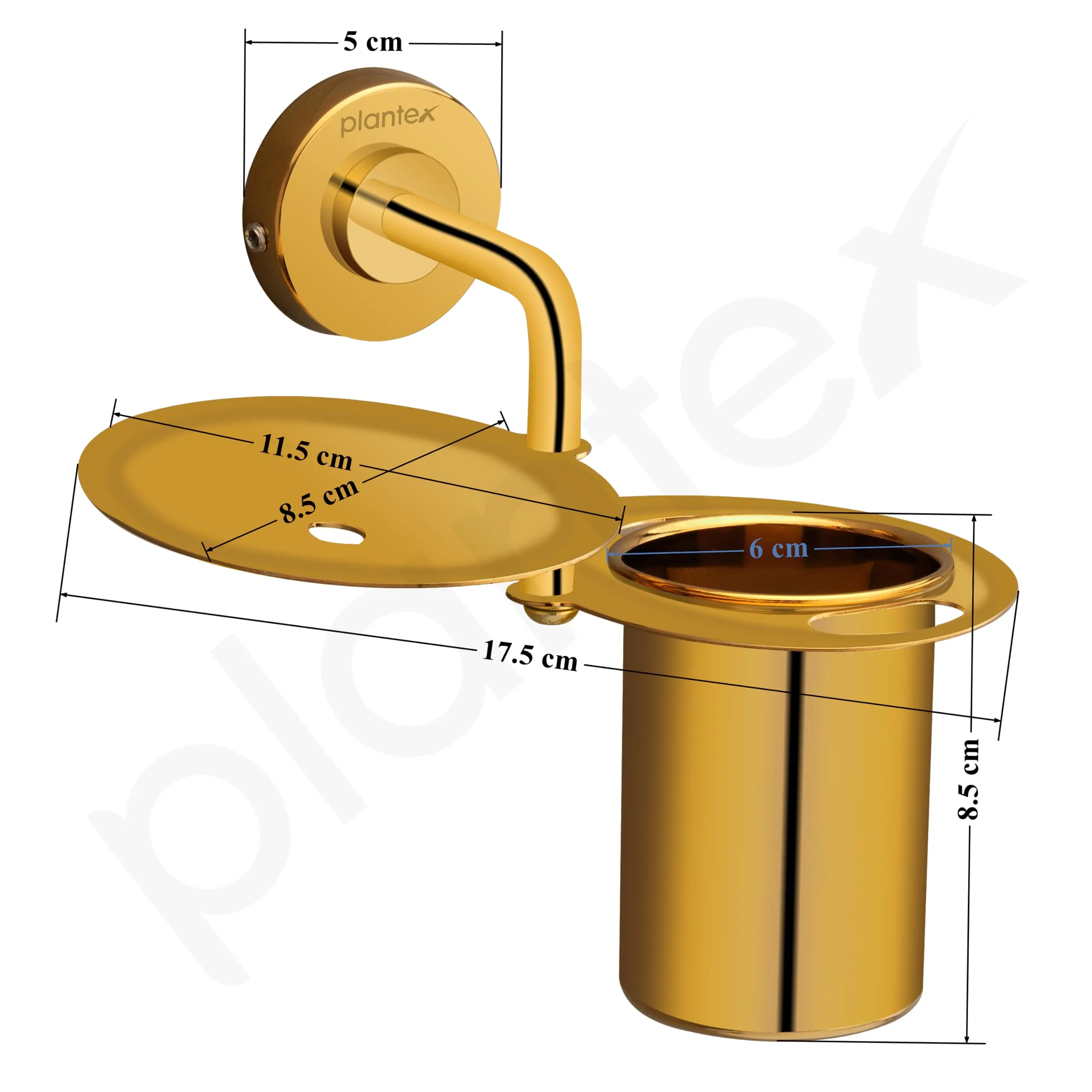 Plantex 304 Grade Stainless Steel 2in1 Soap Holder with Tumbler Holder/Bathroom Accessories Pack of 4, Daizy (Golden)