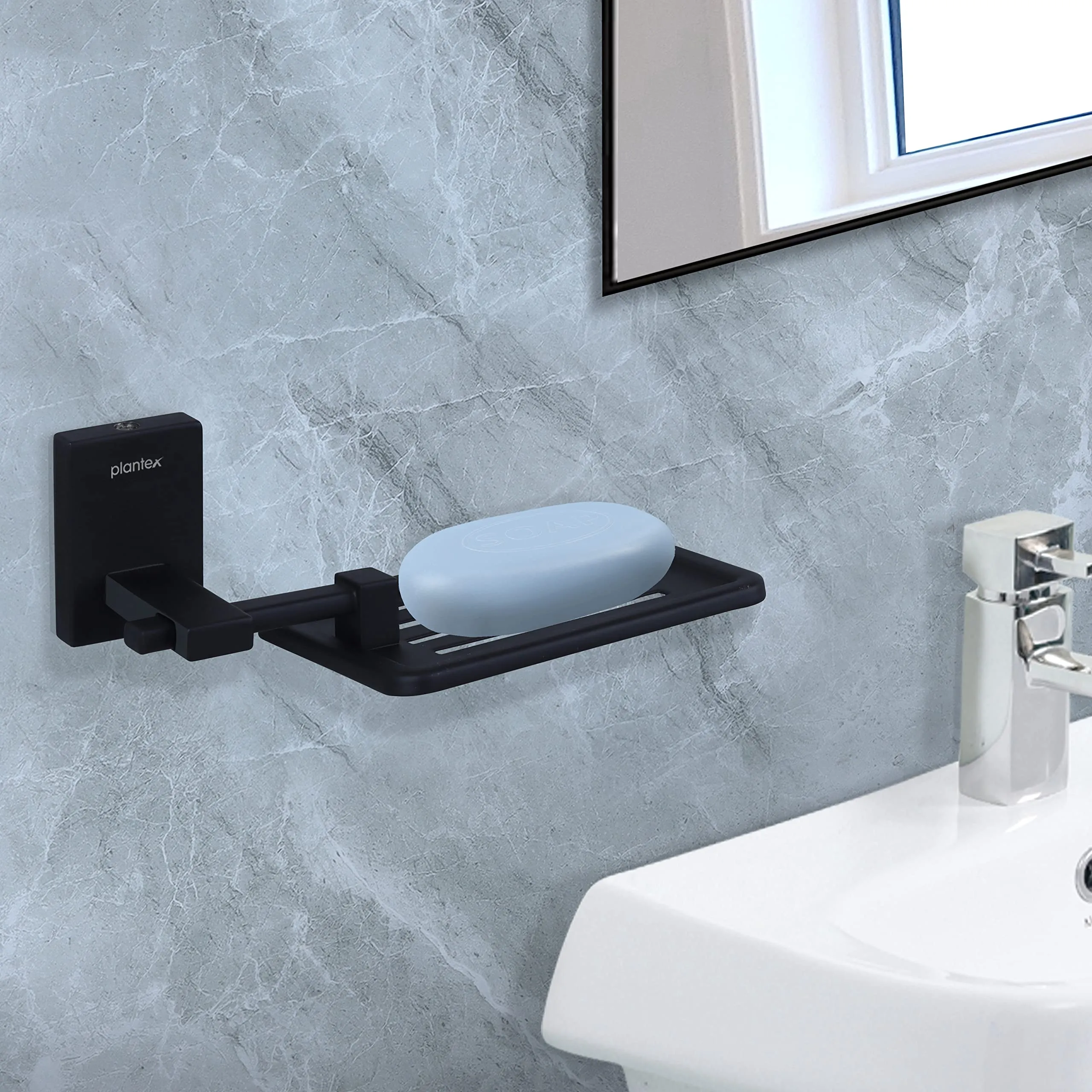 Plantex 304 Grade Stainless Steel Soap Holder Stand for Bathroom and wash Basin/Bathroom Accessories - Senso (Black)