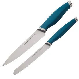 Rachael Ray 2-Piece Japanese Steel Utility Knife Set, Teal