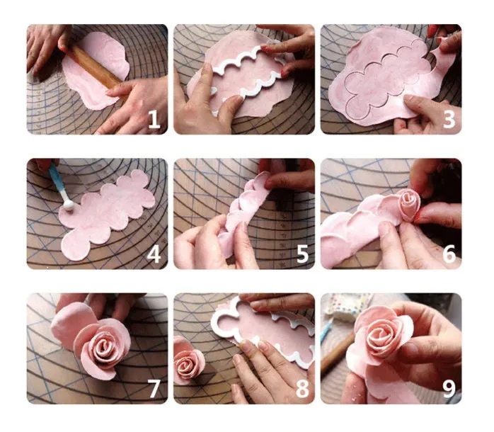 Rose Mold - Folding Flower Resin Clay Cutter -  Fondant, Chocolate, Soap, Wax, Decorating Tools Sugarcraft Cake, Polymer, Candy Baking