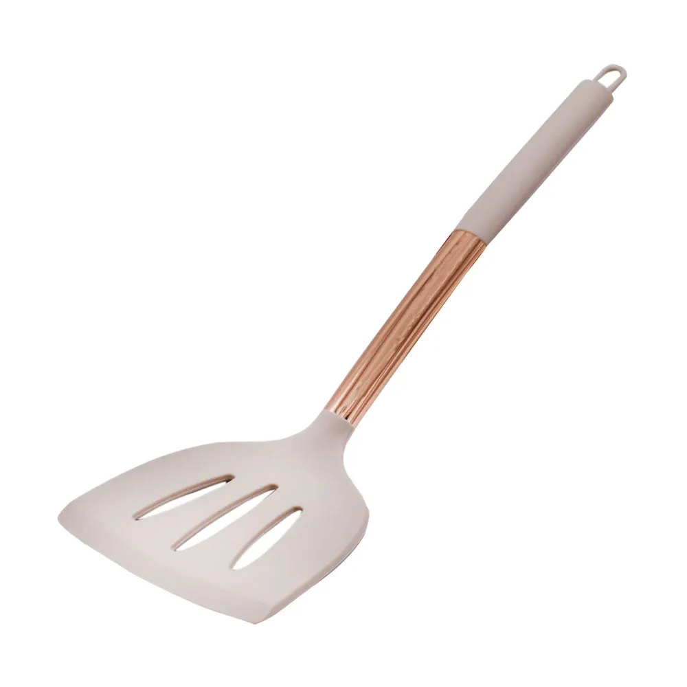 SHENGAYA Silicone Slotted Spatula Turner With Copper Handle