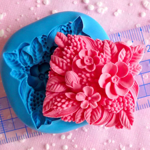 Square Flower Cameo Mold 36mm Silicone Mold Flexible Mold Jewelry Cabochon Resin Cake Deco Butter Mold Cupcake Topper Scrapbooking MD602