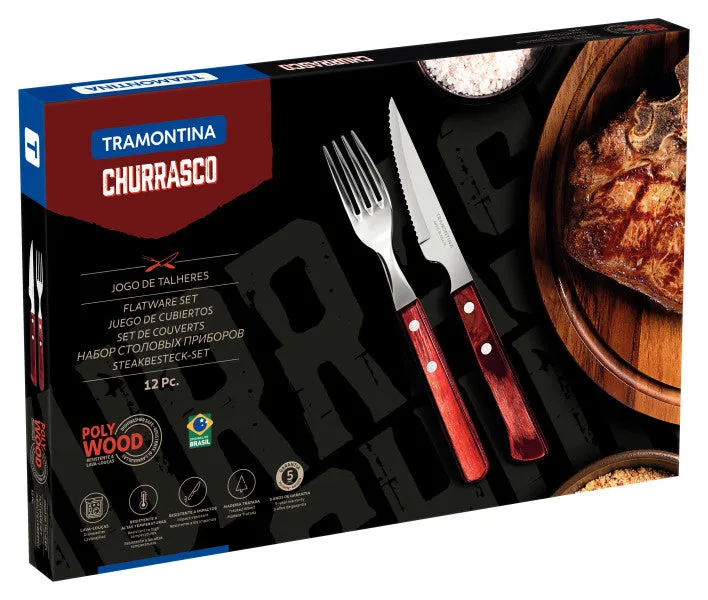 Tramontina Churrasco Spanish Steak Cutlery 12 Piece Set - Red