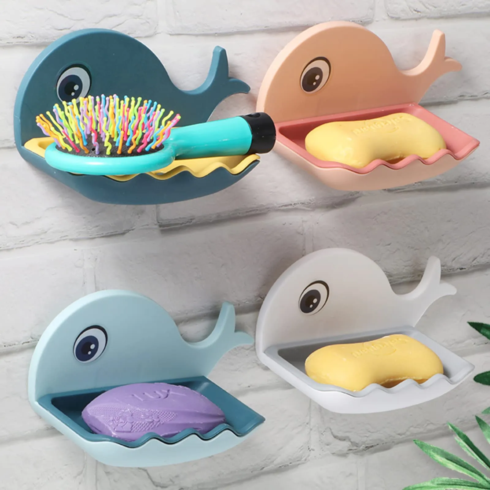 wolpin Soap Stand Holder For Bathroom Kitchen Sink Magic Stickers Wall Mounted (Pack Of 2 Pcs) Soap Dish Holder, Fish Design Random Color(Plastic)